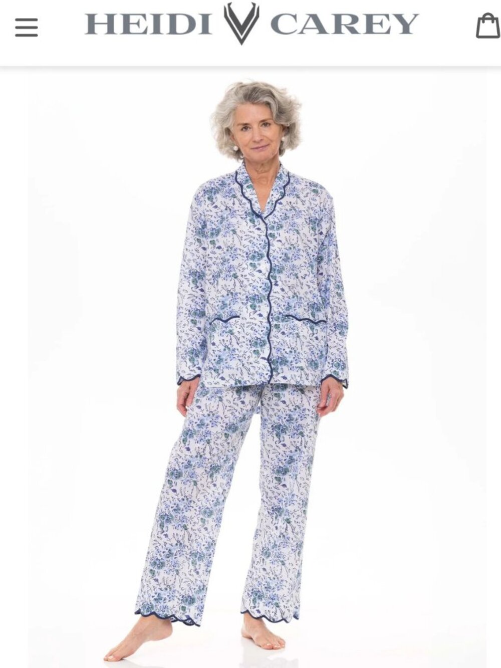 Heidi Carey Blue Floral Long Pajama Set SIZE LARGE